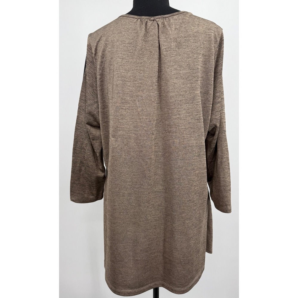 OneWorld Live and Let‎ Live Floral Artsy Embellished 3/4 Sleeves 2X Tunic Boho - Picture 2 of 12